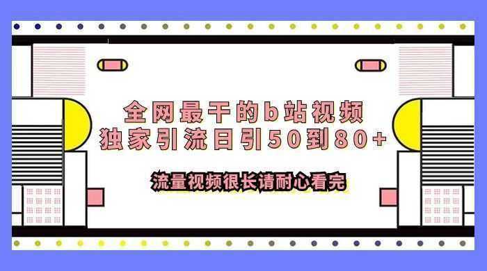 全网最干的 B 站视频独家引流，日引 50~80+ 流量