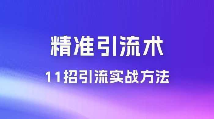 精准引流术：11 招引流实战方法，让你私域流量加到爆（共 11 课）