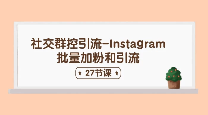 社交群控引流 Instagram 批量加粉和引流（27 节课）